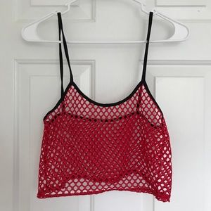 LF Red Mesh Top